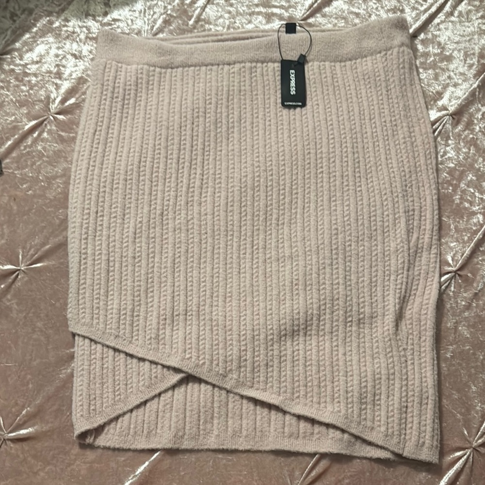 Express Tan Mini Wrap Skirt for Work